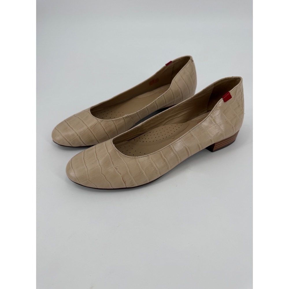 Marc Joseph New York Beige Croc Embossed Leather Flats Shoes Womens 9.5 Brazil